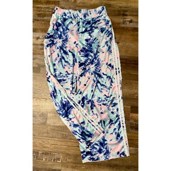 Adidas Tie dye, high waisted, wide leg, Satin track, pants, size XL - Picture 2 of 4
